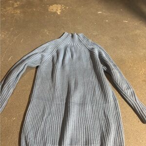 Blue Ribbed Long Sleeve Sweater dress